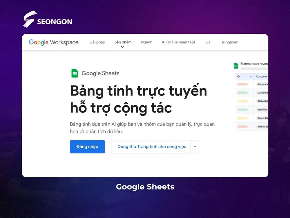 Google Sheets là nơi mọi người cùng lên kế hoạch tiếp thị và lưu trữ dữ liệu