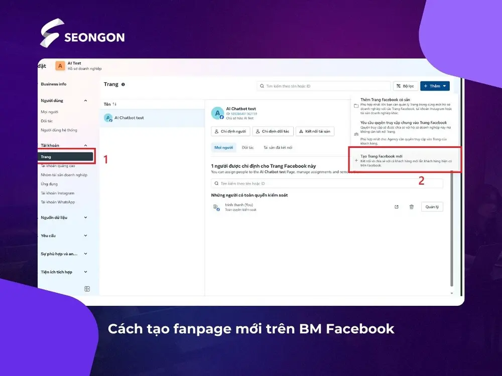 Hướng dẫn tạo Fanpage mới trên BM Facebook