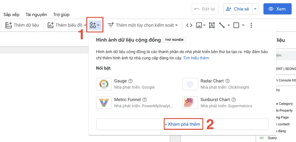 Khám phá thêm biểu đồ trên Looker Studio