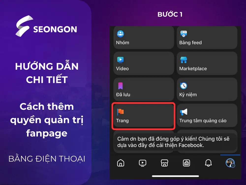 Khởi động ứng dụng Facebook hoặc Meta Business Suite trên điện thoại