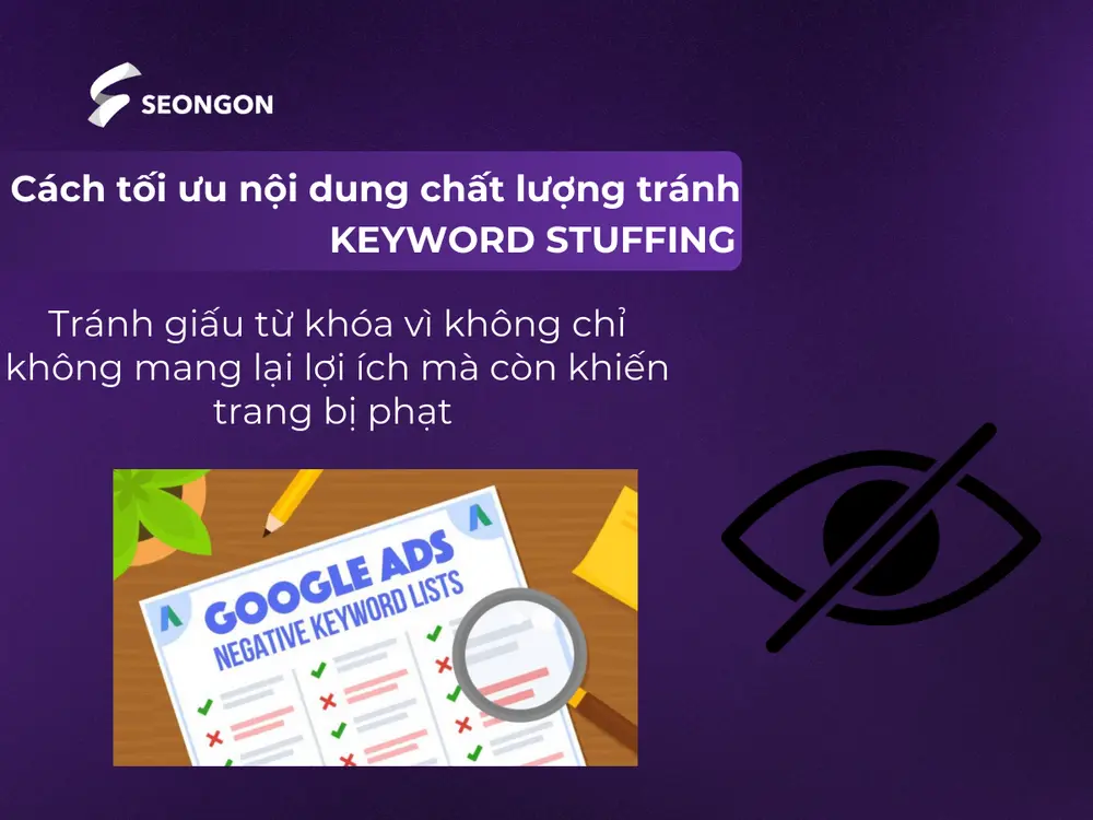 Không sử dụng các mẹo để giấu từ khóa