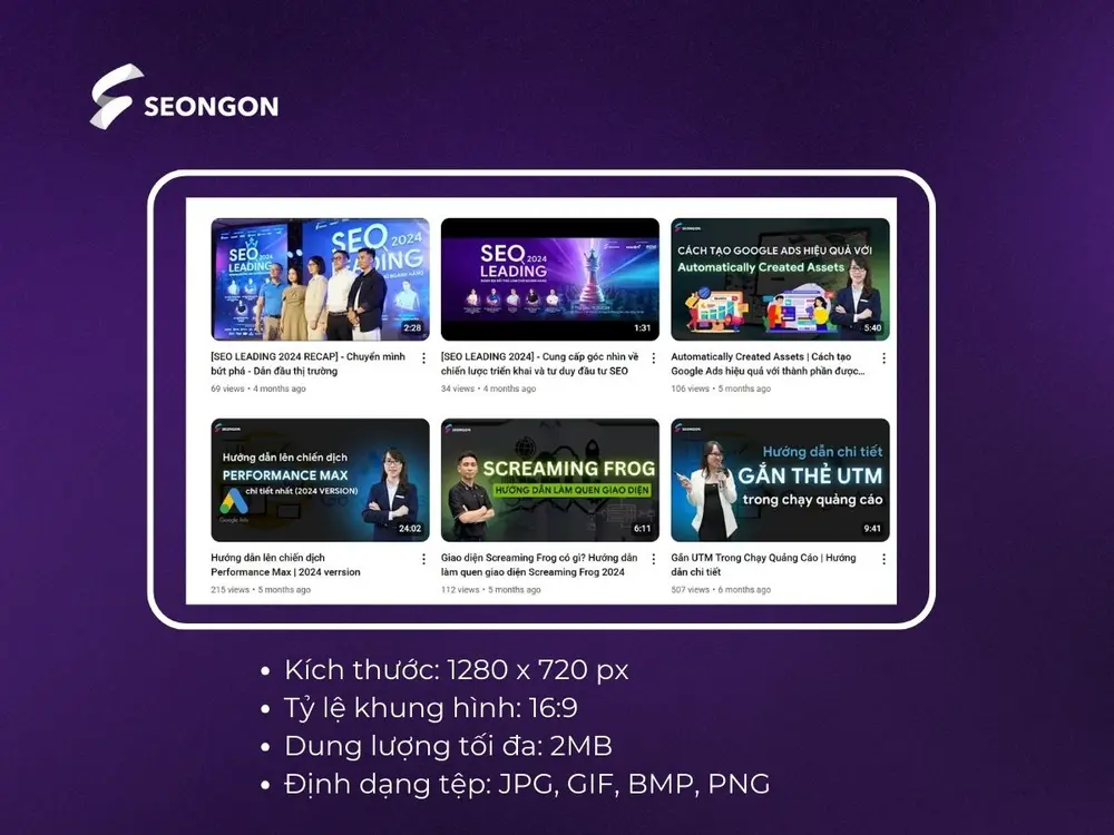 Kích thước thumbnail Youtube chuẩn, tối ưu về mặt hiển thị