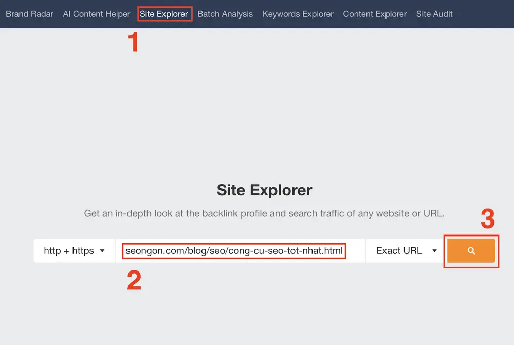Kiểm tra internal link bằng Ahrefs