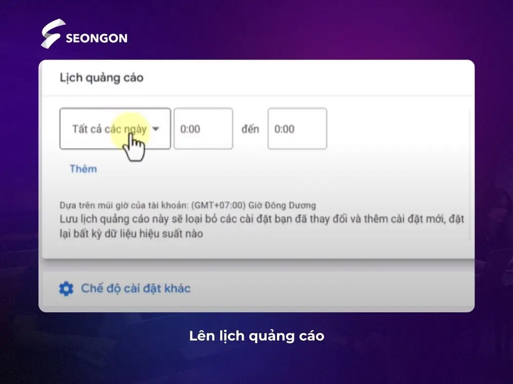 Lên lịch quảng cáo