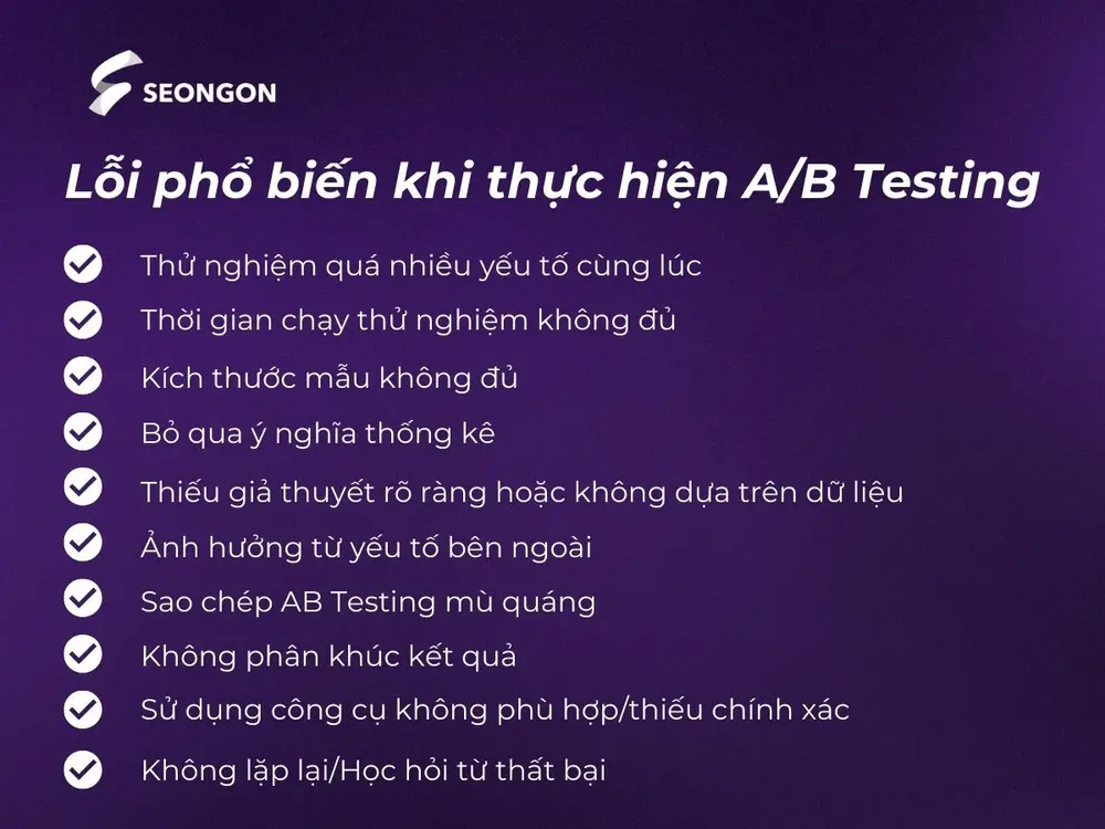 Lỗi phổ biển khi thực hiện AB Testing