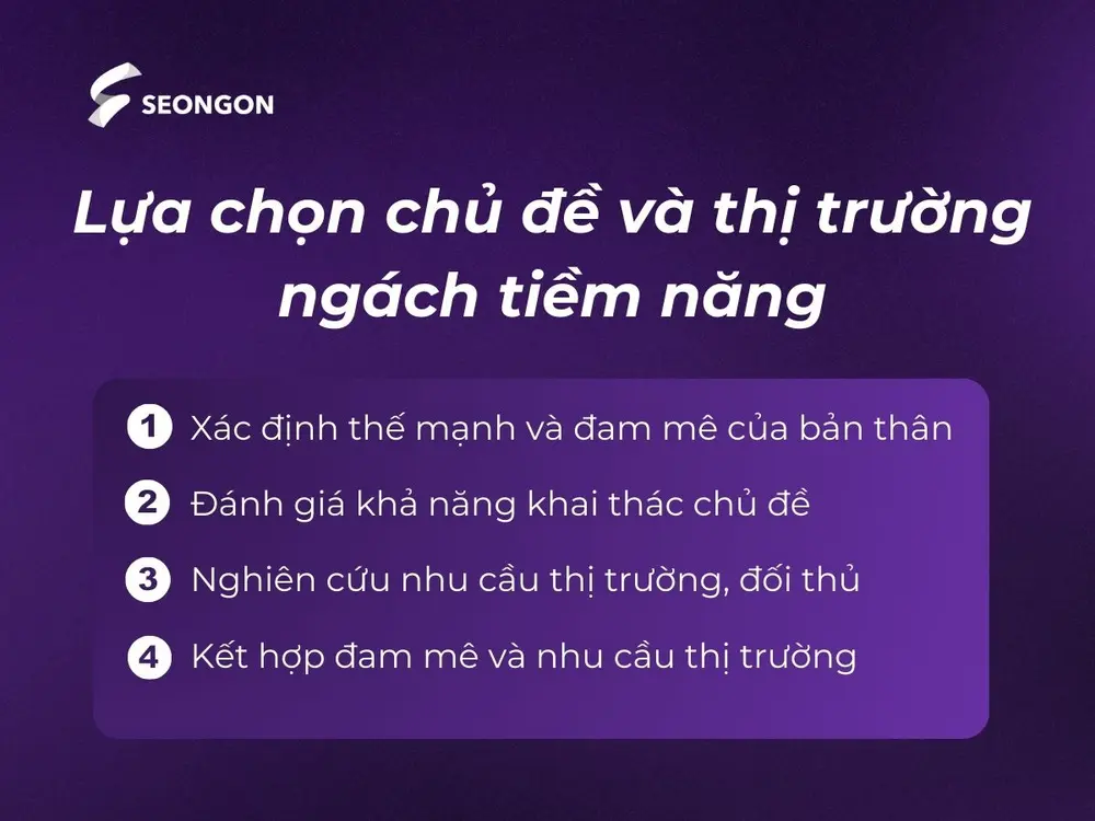 Lựa chọn chủ đề và thị trường ngách tiềm năng là bước thứ 2 trong cách tạo blog