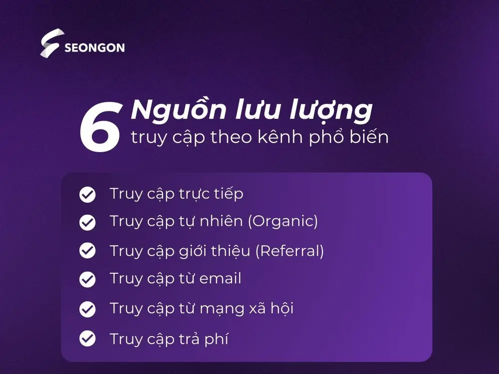 Lưu lượng truy cập theo kênh có thể xác định từ 6 nguồn khác nhau