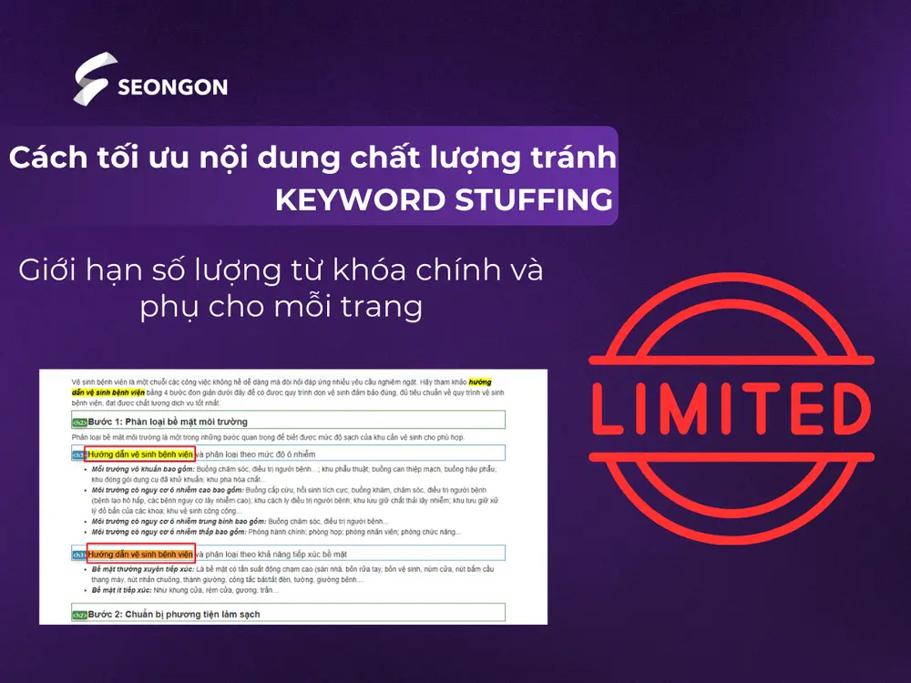 Mỗi trang nên có một từ khóa chính duy nhất, kèm theo 1–5 từ khóa phụ liên quan