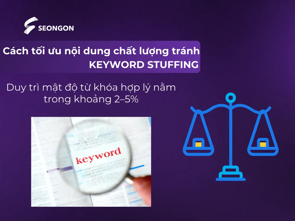 Nên duy trì mật độ từ khóa hợp lý cho bài viết