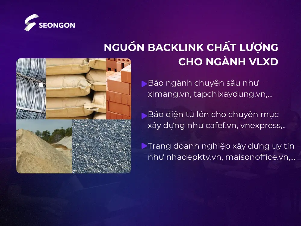 Nguồn backlink chất lượng cho ngành Vật liệu xây dựng