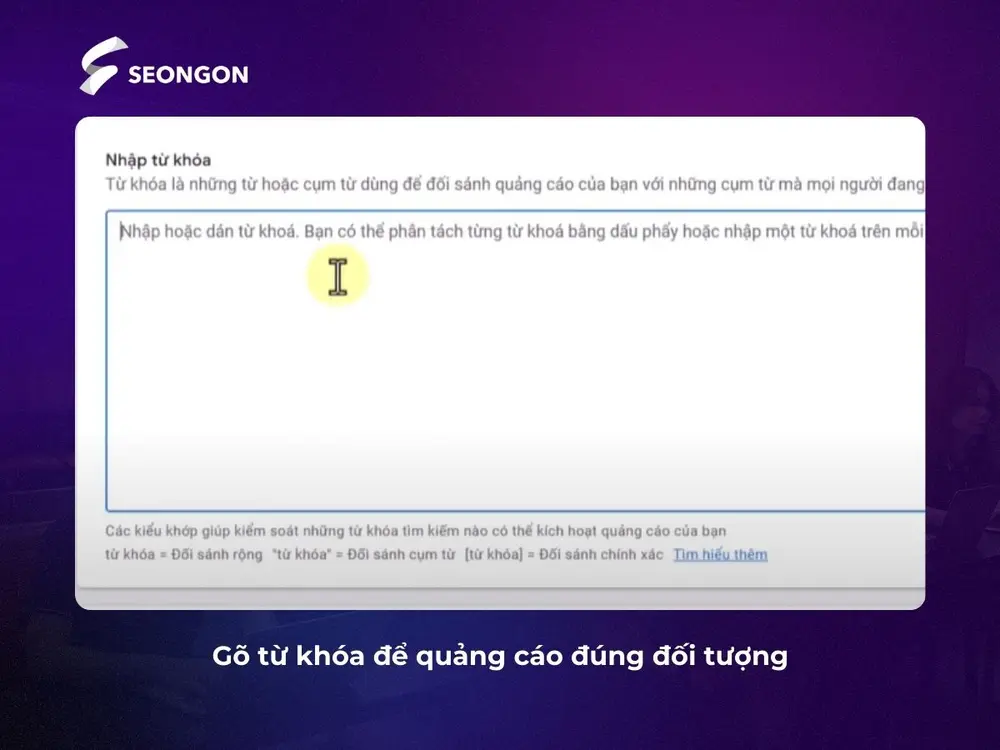 Nhập các từ khóa càng cụ thể càng tốt