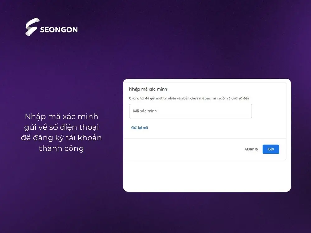 Nhập mã xác minh để đảm bảo yếu tố bảo mật