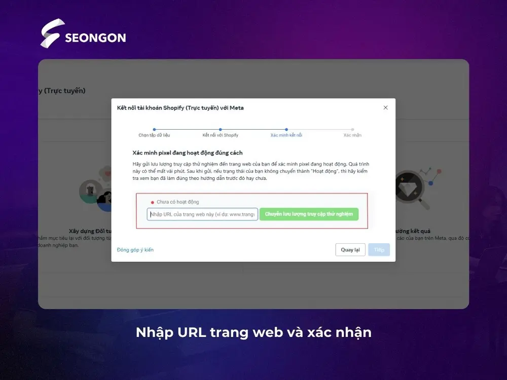 Nhập URL trang web và xác nhận