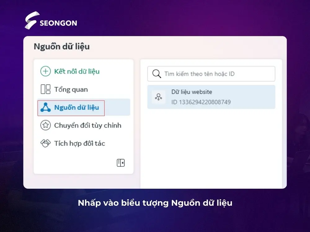 Nhấp vào biểu tượng Nguồn dữ liệu