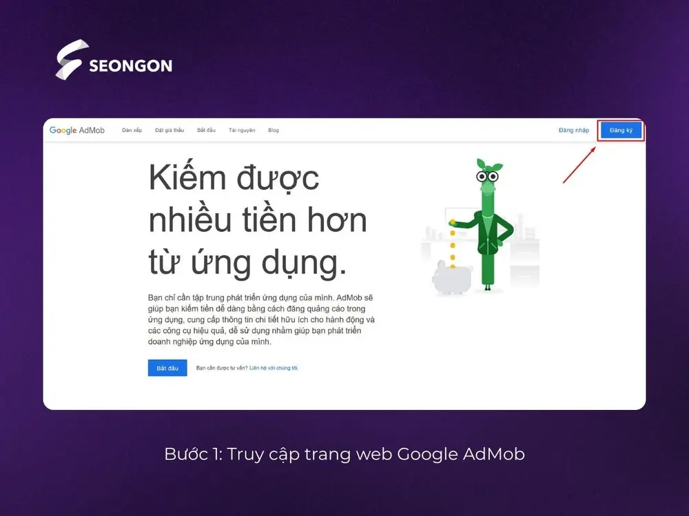 Nhấp vào nút “Đăng ký” (Sign up)