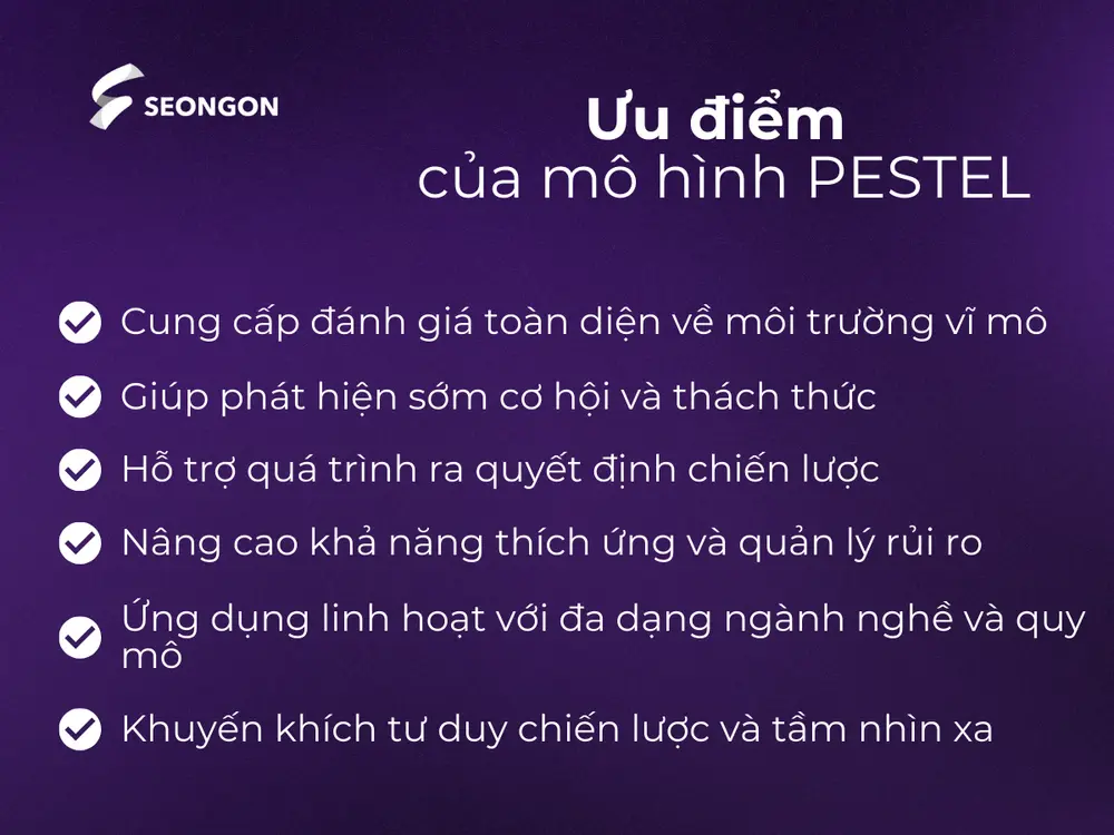 PESTEL mô hình mang lại nhiều lợi ích quan trọng cho các nhà quản lý và chiến lược gia