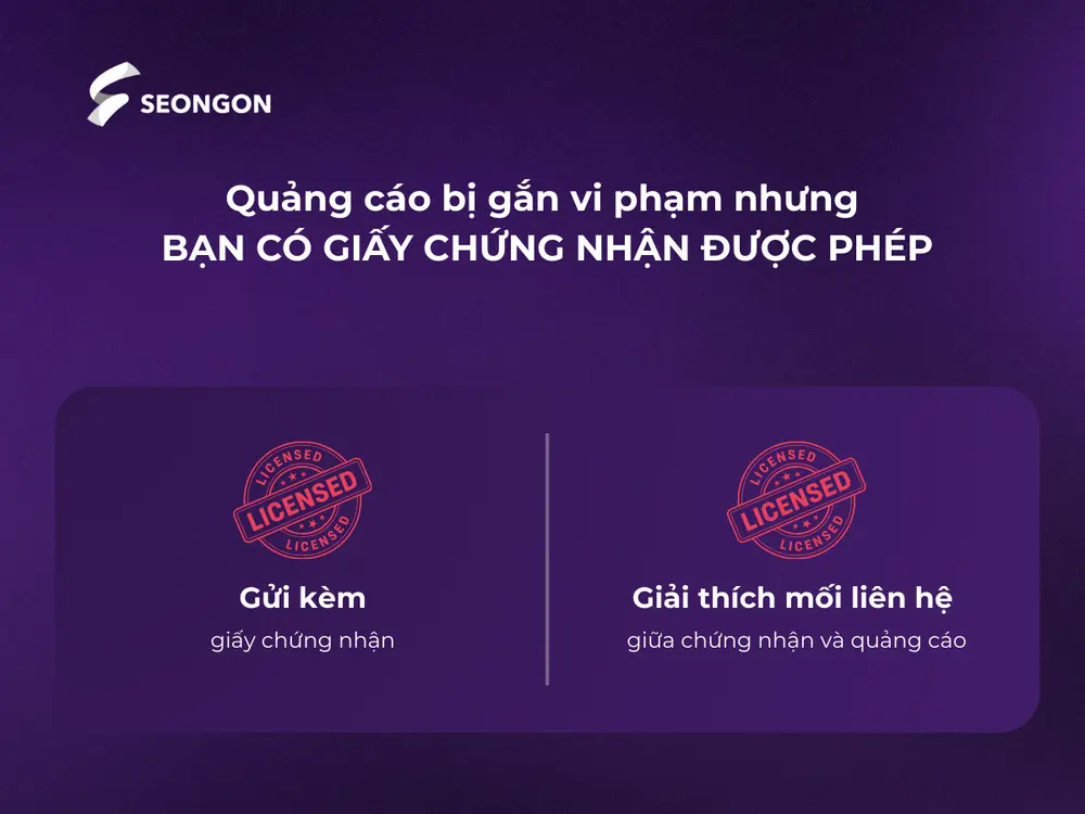 Quảng cáo vi phạm, nhưng có chứng nhận hợp lệ