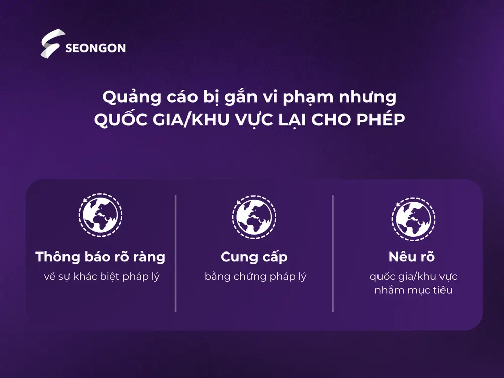 Quảng cáo vi phạm nhưng hợp lệ theo quy định quốc gia/khu vực