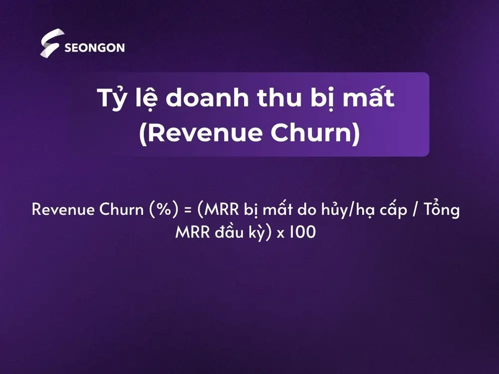 Revenue Churn là chỉ số doanh thu bị mất đi do khách hàng hủy / hạ cấp gói đăng ký