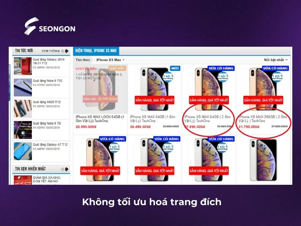 Sai lầm khi không tối ưu hoá trang đích