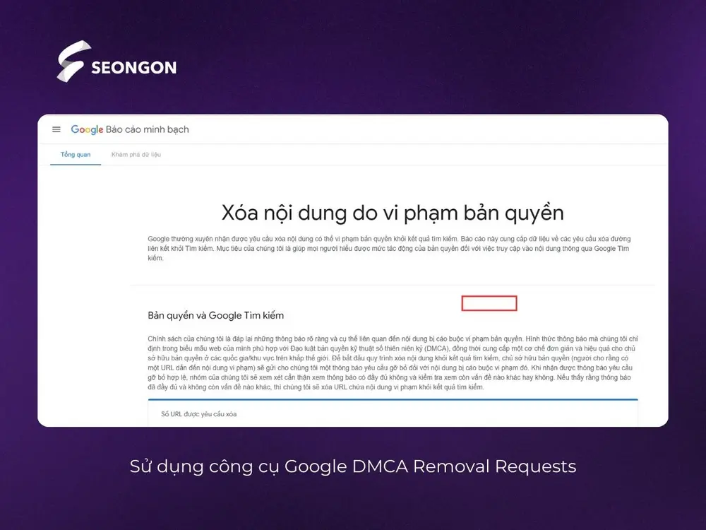 Sử dụng công cụ Google DMCA Removal Requests