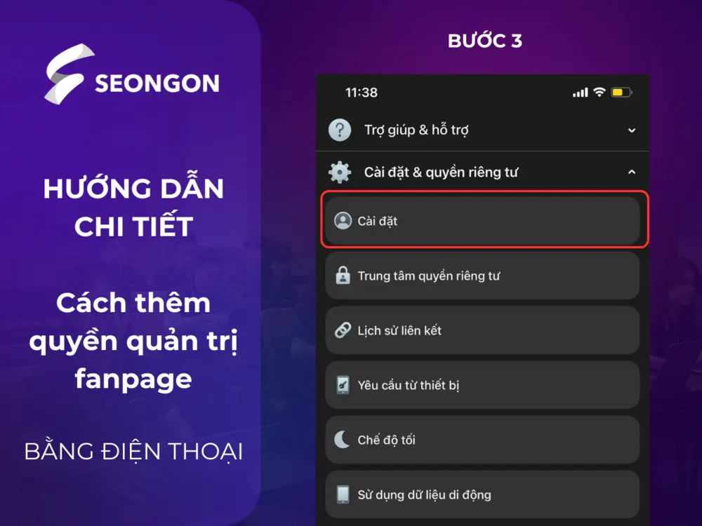 Tiếp tục chọn biểu tượng bánh răng cài đặt ở góc trên bên phả