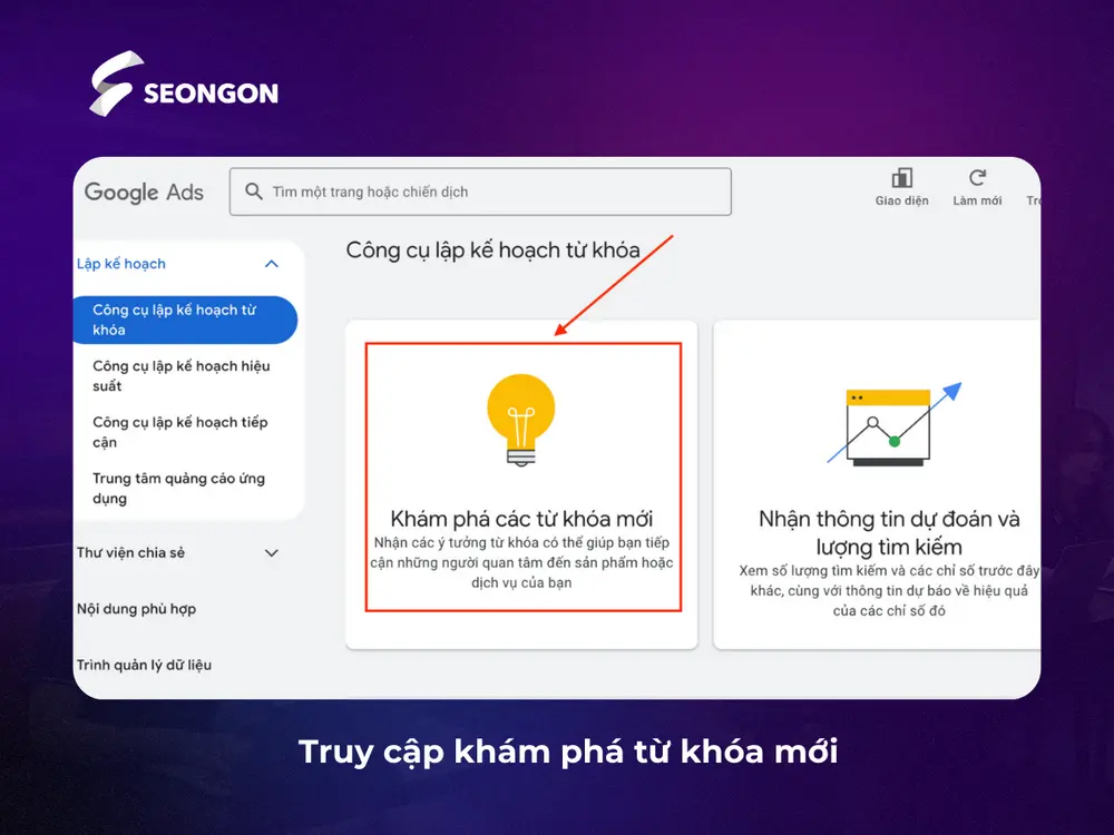 Truy cập Khám phá từ khóa mới