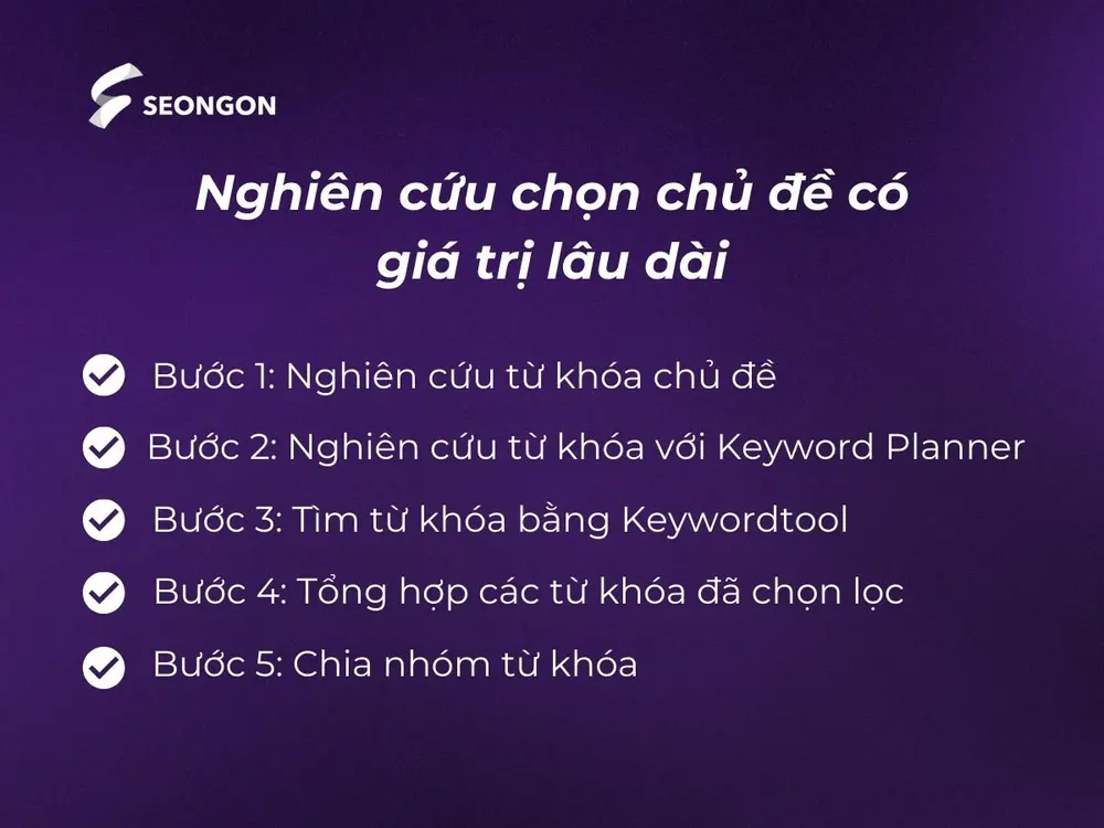 Ứng dụng quy trình nghiên cứu từ khóa 5*3 của SEONGON để chọn chủ đề