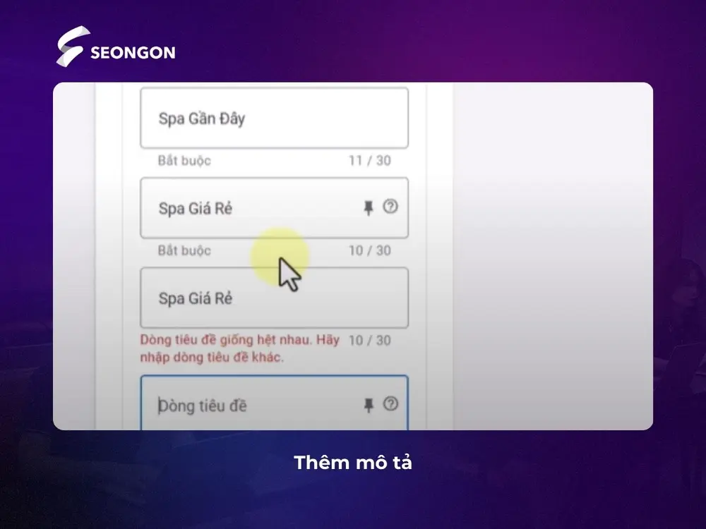 Viết tiêu đề và mô tả