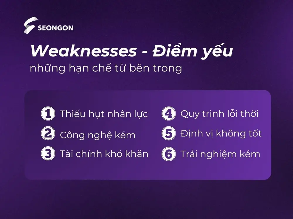 Weaknesses (Điểm yếu) - Những rào cản từ nội bộ