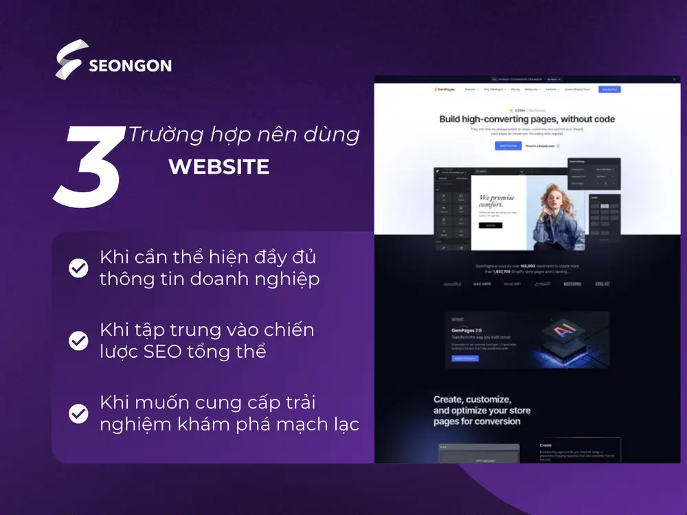 Website phù hợp với những mục tiêu toàn diện và dài hạn