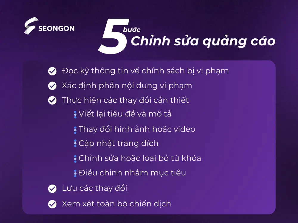 Xác định vi phạm chính sách và thực hiện các bước chỉnh sửa để khắc phục