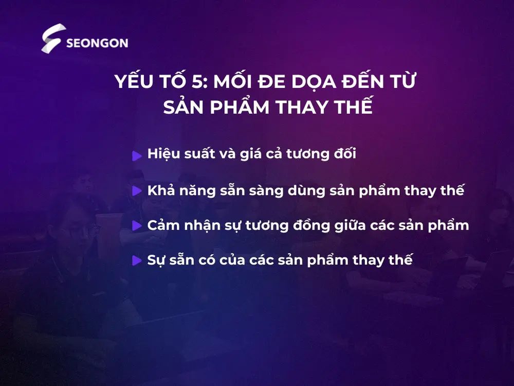 Yếu tố 5: Mối đe dọa đến từ sản phẩm thay thế