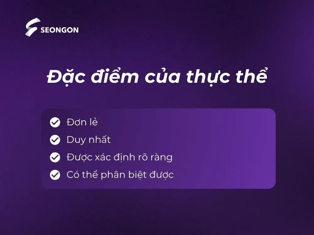4 đặc điểm của thực thể