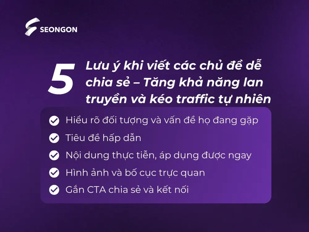 5 lưu ý khi viết các chủ đề dễ chia sẻ để tăng khả năng lan truyền, kéo traffic tự nhiên