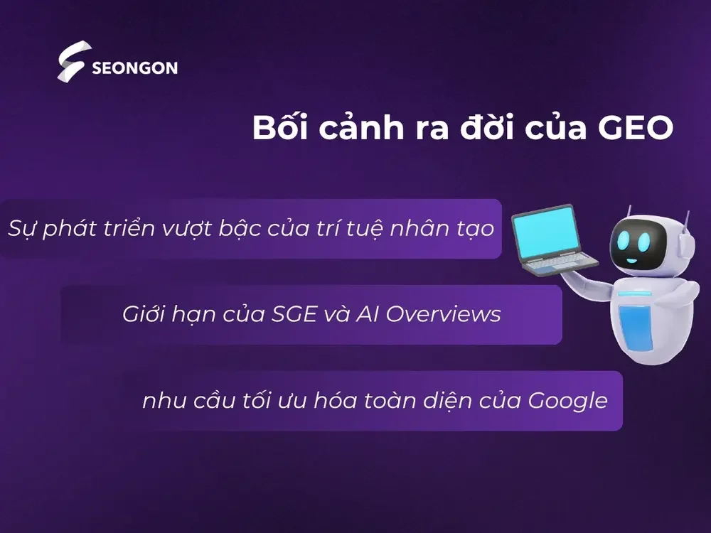 Bối cảnh ra đời của GEO dựa trên 3 yếu tố