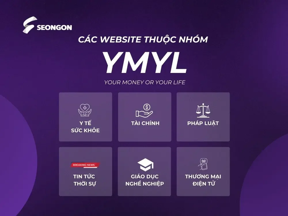 Các website theo tiêu chuẩn YMYL có chủ đề về sức khỏe, luật pháp, giáo dục,...