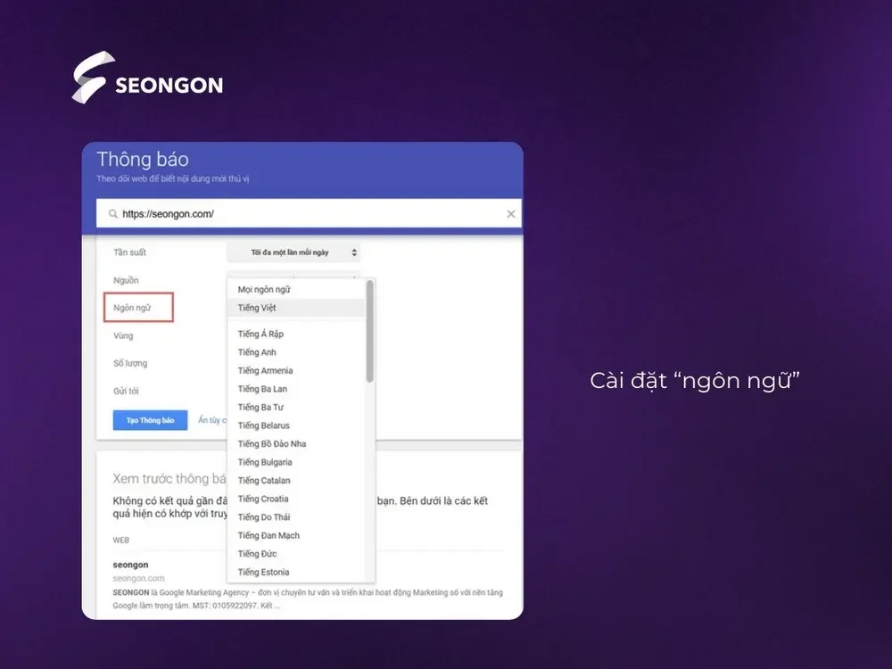 Cài đặt ngôn ngữ