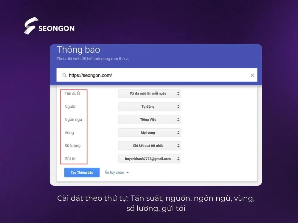 Cài đặt theo thứ tự các đầu mục cần thiết