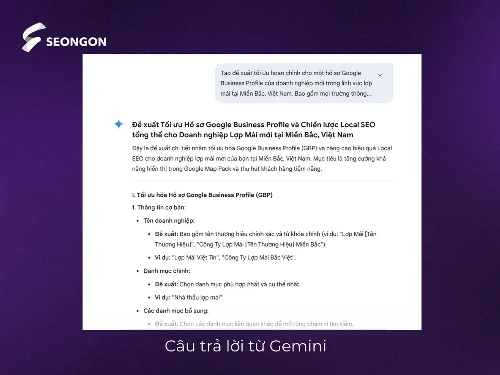 Câu trả lời từ công cụ Gemini