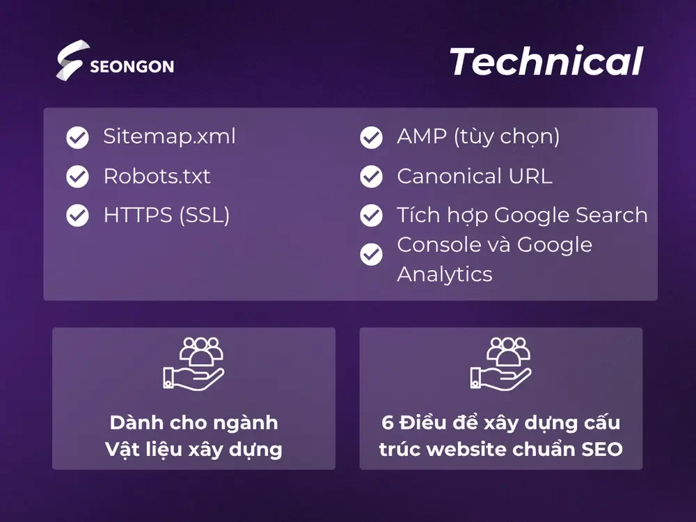 Checklist về Technical của cấu trúc website chuẩn SEO cho ngành vật liệu xây dựng