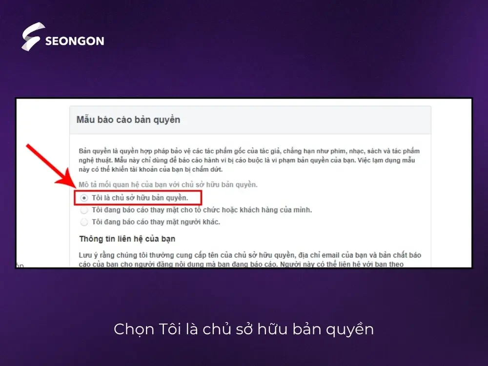 Chọn tôi là chủ sở hữu bản quyền