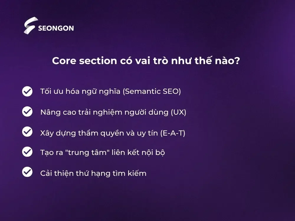 Core Section mang lại nhiều lợi ích tuyệt vời cho chiến lược SEO của website