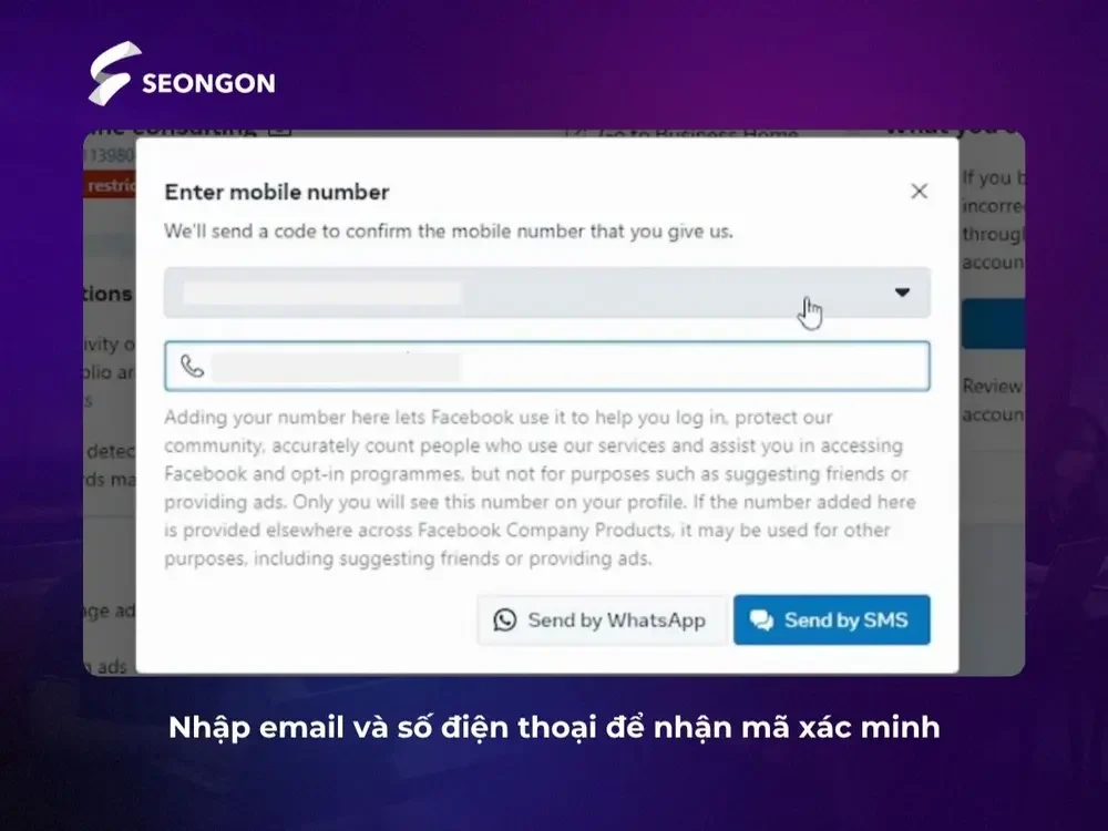 Cung cấp thông tin liên hệ để Meta phản hồi