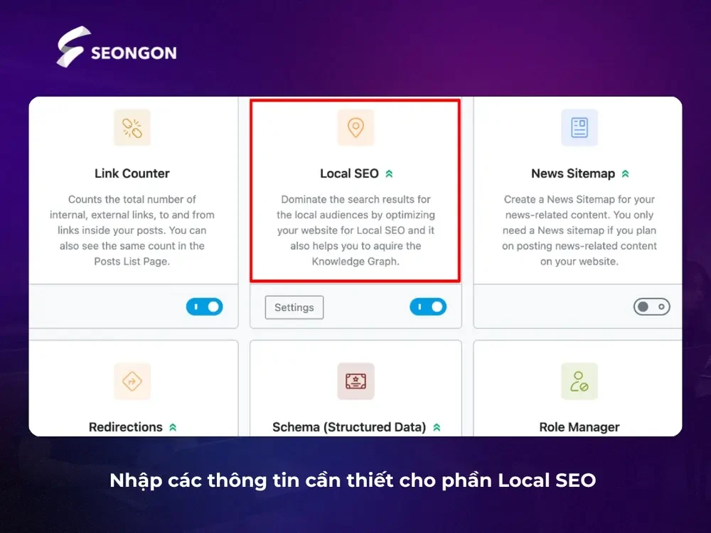 Dễ dàng nhập các thông tin với Local SEO