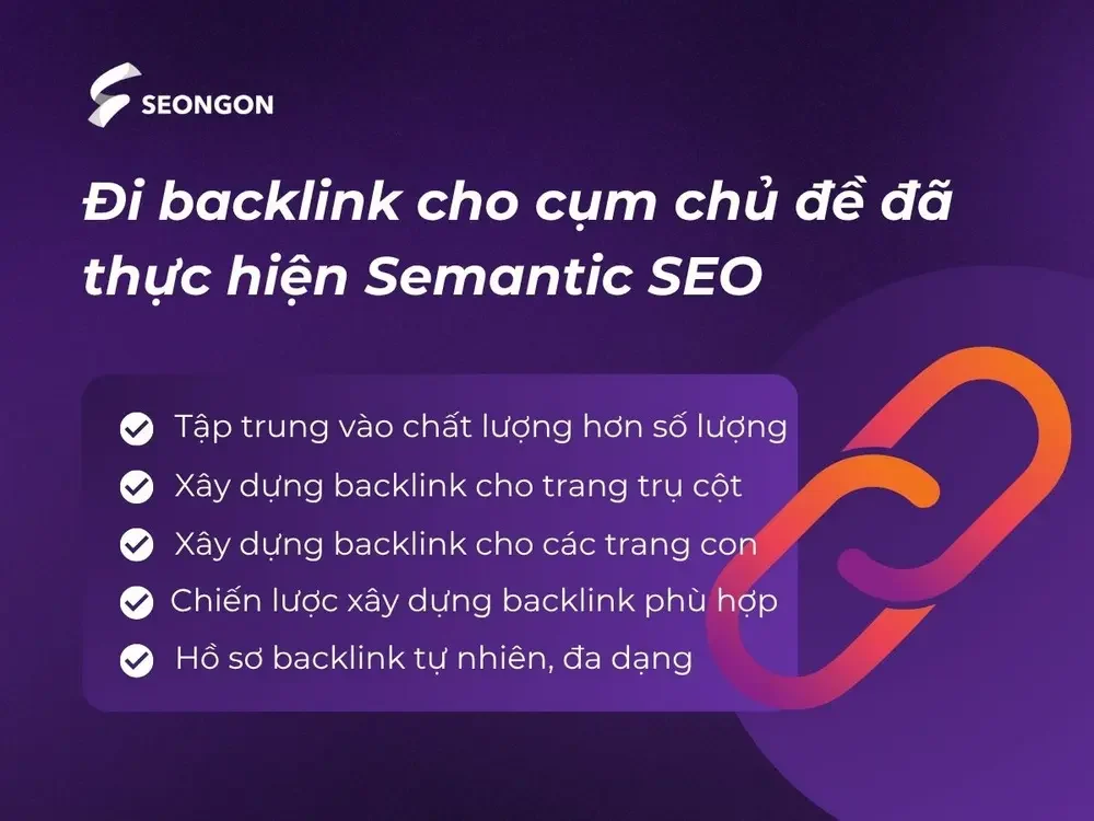 Đi backlink cho cụm chủ đề đã thực hiện Semantic SEO