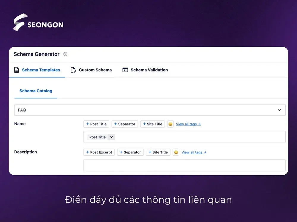 Điền đầy đủ các thông tin quan trọng