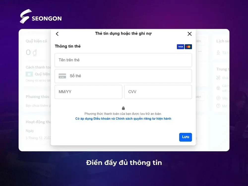 Điền đầy đủ thông tin theo yêu cầu