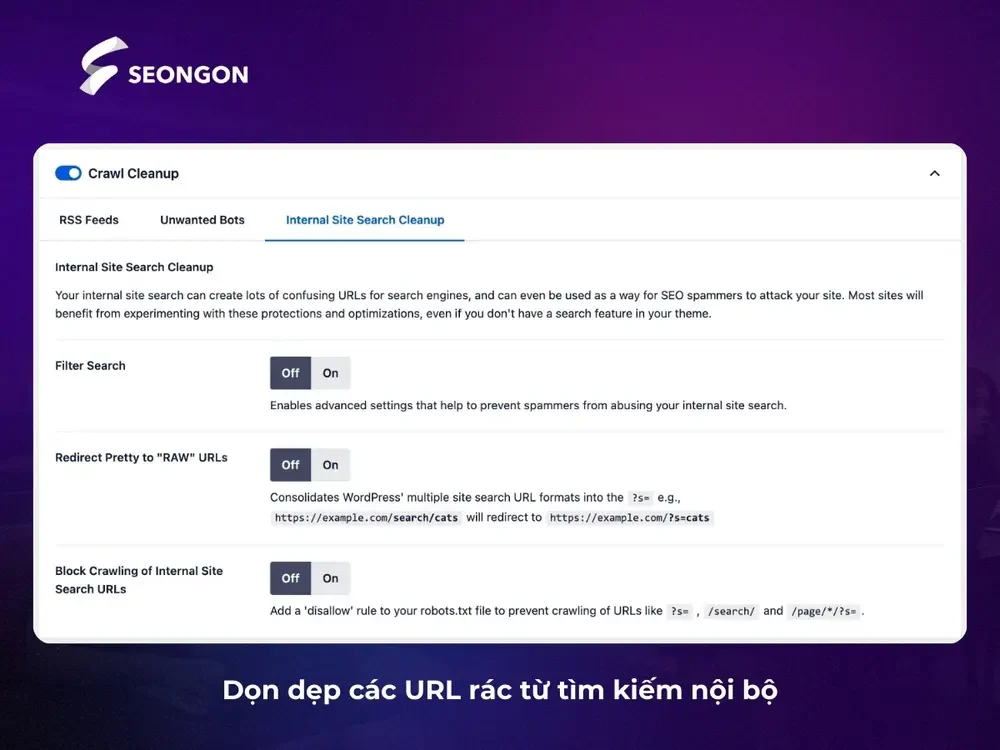 Dọn dẹp các URL rác từ tìm kiếm nội bộ