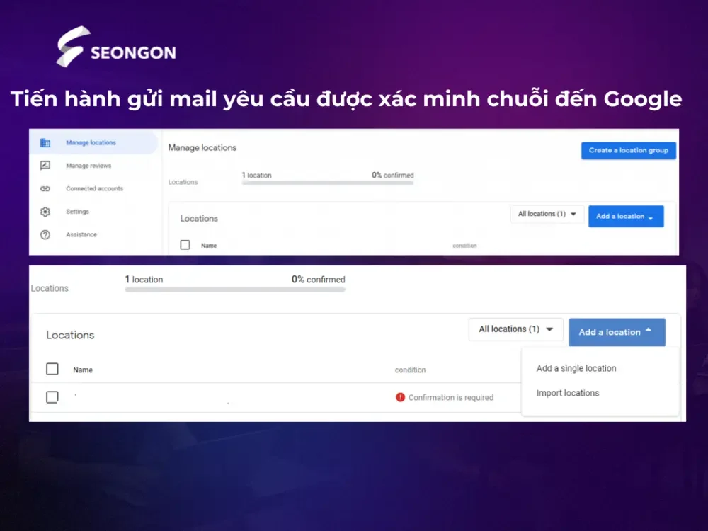 Hướng dẫn gửi mail yêu cầu được xác minh chuỗi đến Google Maps